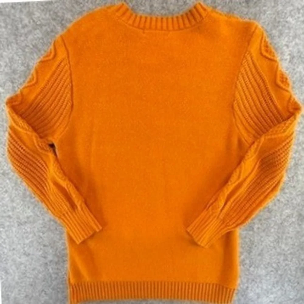 Bass Womens Orange Cable Knit Crew Neck Sweater Size L Chunky Classic